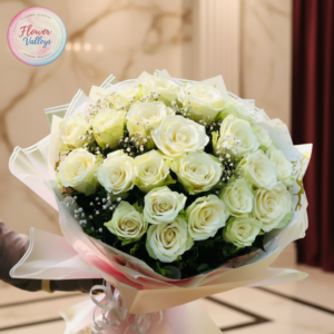 Imported white roses bouquet